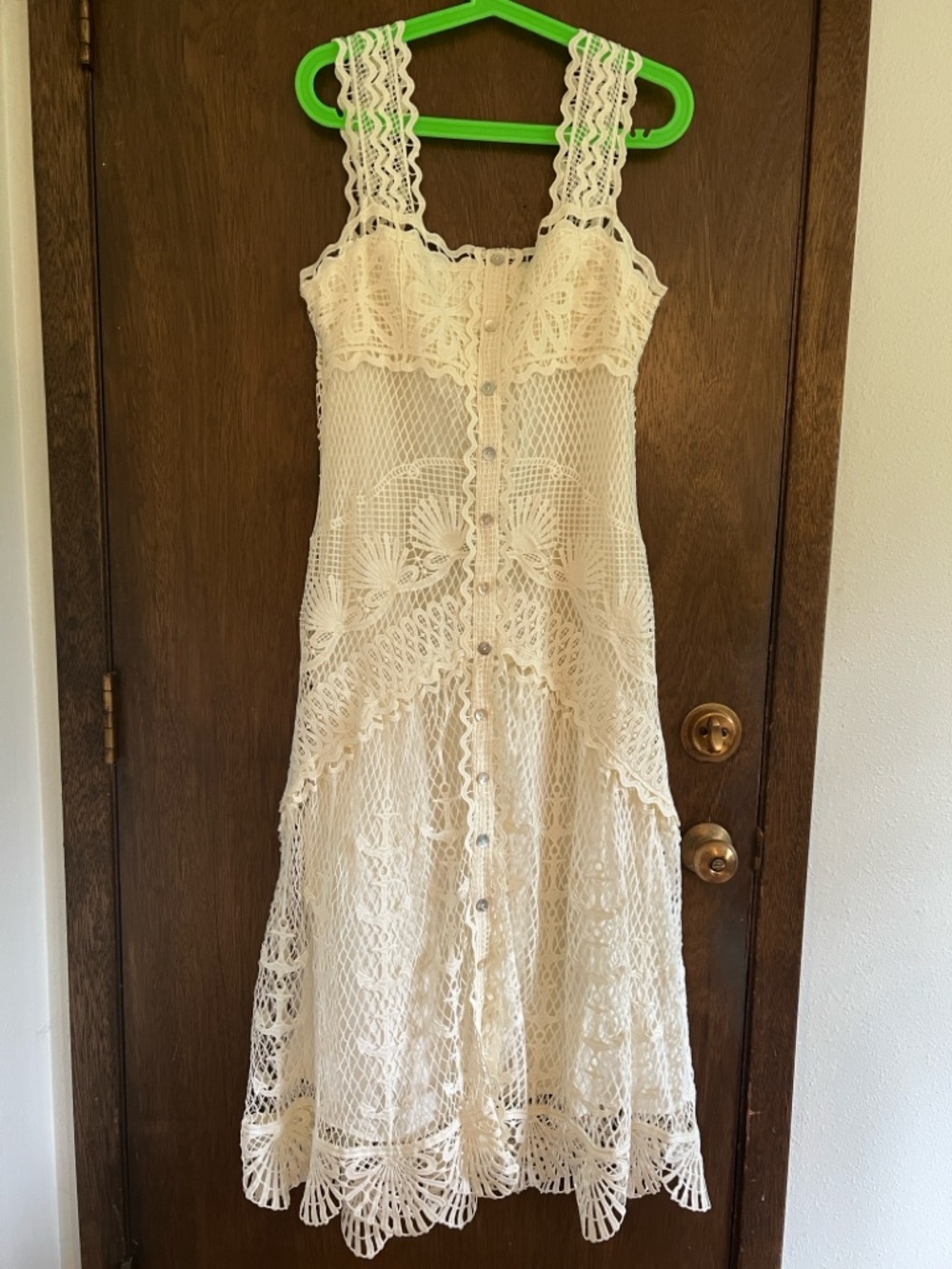 Cream Lace Button-Front Women's Dress